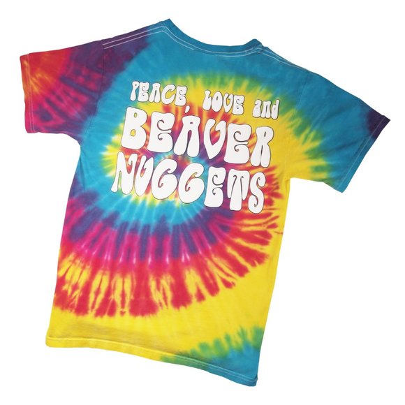 Buccee's Rainbow Tie Dye T-shirt, Size Small, Peace Love and Beaver Nuggets - Picture 5 of 5